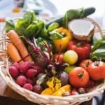 Harvest of easy to grow colorful vegetables in a bowl